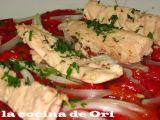 Receta Ensalada de pimientos asados con cogote de bonito del norte