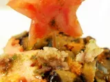 Receta Ensalada de berenjena, con patatas, lomo y virutas de panceta
