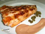 Receta Salmón a la plancha con salsa rosa