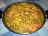 Receta Arroz con gambones (paella)