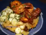 Receta Kebab de camarones marinados pulpo