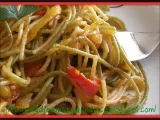 Receta Espaguetis con tomate, cebolla y pimientos