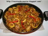 Receta Paella de pollo y calamares