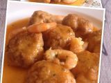 Receta Albóndigas de merluza con langostinos