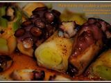 Receta Parrillada de pulpo y puerros.