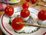 Receta Bosque de setas de huevos de codorniz y tomates cherry