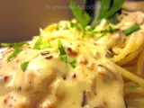 Receta Espaguetis con crema de bacon y queso