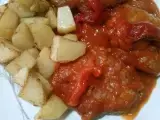 Receta Filetes rusos con tomate y pimientos asados