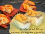 Receta Bacalao al pil pil con pimientos del piquillo y gambas