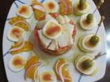 Receta Ensalada con naranjas, bacalao y huevos cuadrados