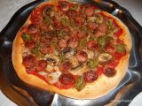 Receta Pizza de salchicha, champiñones y pimiento verde