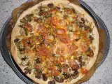 Receta Pizza de pollo, setas, pasta de jengibre y ajo