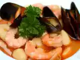 Receta Alubias con langostinos y mejillones