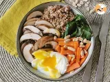 Receta Buddha bowl vegetariano con trigo sarraceno, verduras y huevo escalfado