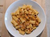 Receta Pasta mezze maniche con calabaza y panceta