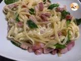 Receta Linguine con bacon, ricotta y espinacas