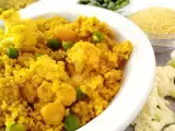 Receta Cuscús con garbanzos, coliflor y guisantes