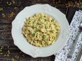 Receta Pasta con calabacín, guisantes y queso, estilo risotto