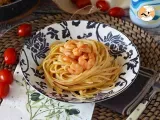Receta Espaguetis con gambas y tomates cherry, una receta rápida y sabrosa para el día a día