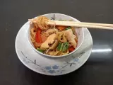 Receta Noodles nian gao con pollo y verduras