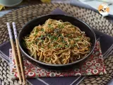 Receta Wok de fideos chinos, verduras y proteina de soja texturizada ¡una receta vegana!