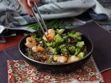 Receta Arroz integral con brócoli, gambas y salsa picante coreana