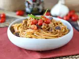 Receta Pasta cremosa con berenjena asada y tomates cherry, sin nata
