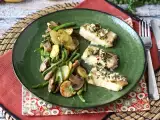 Receta Merluza en freidora de aire con salsa de vino blanco, patatas y verduras