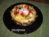 Receta Macedonia de fruta con yogurt, canela y caramelo