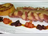 Receta Magret de pato al calvados, con uvas pasas y tomate concassé. (emilio almagro)