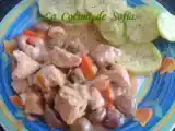 Receta Pollo con champiñones y pimientos.