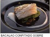 Receta Bacalao confitado sobre crema de garbanzos y espinacas fritas