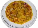 Receta Fideos en amarillo con almejas