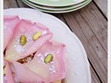 Receta Cheesecake de rosa y pistacho