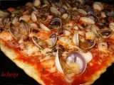 Receta Pizzas marineras - de salmon y mariscos (receta del sr. d.)