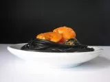 Receta Espagueti negro con langostinos