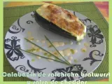 Receta Calabacin relleno de salchicha bratwurst y salsa de cheddar