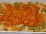 Receta Albóndigas con salsa a la boloñesa y pasta de colores