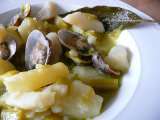 Receta Patatas con puerros y almejas/leeks and clams stew