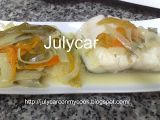 Receta Bacalao con cebolla y pimientos al microondas