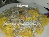 Receta Armoniche(pasta) con gulas, gambas y mejillones