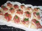 Receta Mini montaditos de queso manghego, jamón serrano y tomate