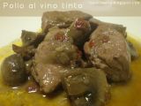 Receta Guiso de pollo al vino tinto con champiñones