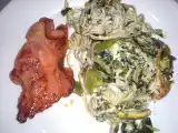 Receta Revuelto de gulas acelgas y judías verdes con huevo