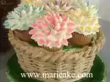 Receta Bizcocho con tecnique de canasta, cupcakes de flores