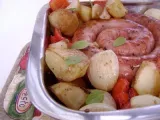 Receta Longaniza al horno con tomate, cebolla y patata
