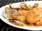 Receta Tintorera con almejas en salsa de sidra