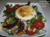 Receta Ensalada gourmet de jamón de pato y queso de cabra caramelizado.