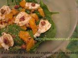 Receta Ensalada de brotes de espinacas con naranja, mozzarella fresca y