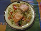 Receta Tornillos vegetales en ensalada con salmon